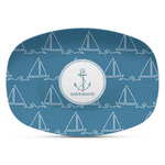 Rope Sail Boats Plastic Platter - Microwave & Oven Safe Composite Polymer (Personalized)