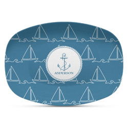 Rope Sail Boats Plastic Platter - Microwave & Oven Safe Composite Polymer (Personalized)