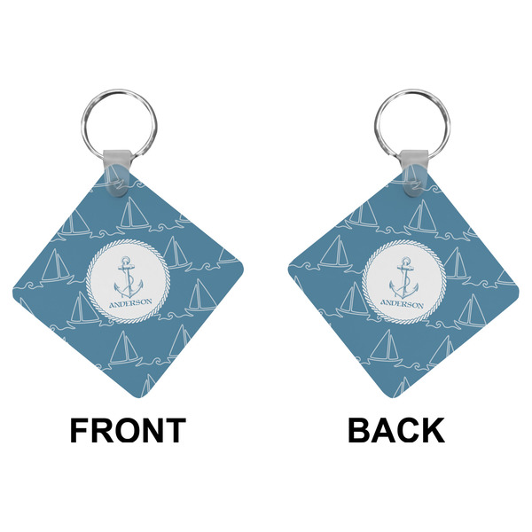 Rope Sail Boats Diamond Keychain (Front + Back)