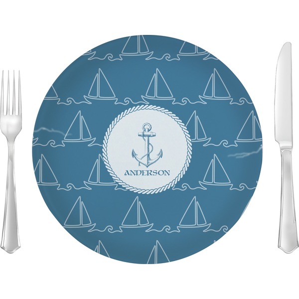 Custom Rope Sail Boats Glass Lunch / Dinner Plate 10" (Personalized)