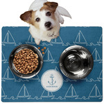 Rope Sail Boats Dog Food Mat - Medium w/ Name or Text