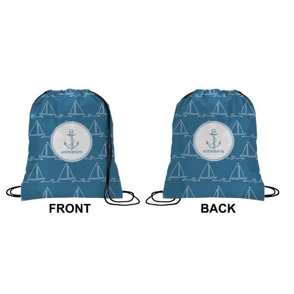 Rope Sail Boats Drawstring Backpack Front & Back Medium