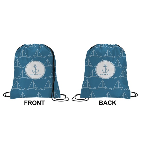 Rope Sail Boats Drawstring Backpack Front & Back Small