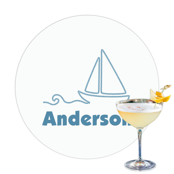 Custom Rope Sail Boats Printed Drink Topper - 3.25" (Personalized)