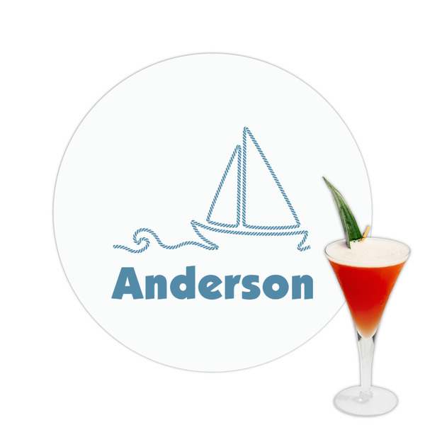 Custom Rope Sail Boats Printed Drink Topper -  2.5" (Personalized)