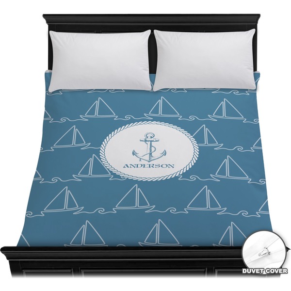 Custom Rope Sail Boats Duvet Cover - Full / Queen (Personalized)