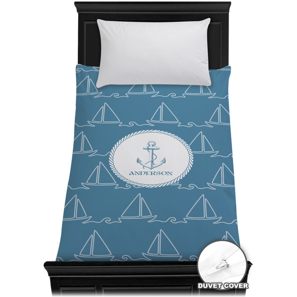 Custom Rope Sail Boats Duvet Cover - Twin XL (Personalized)