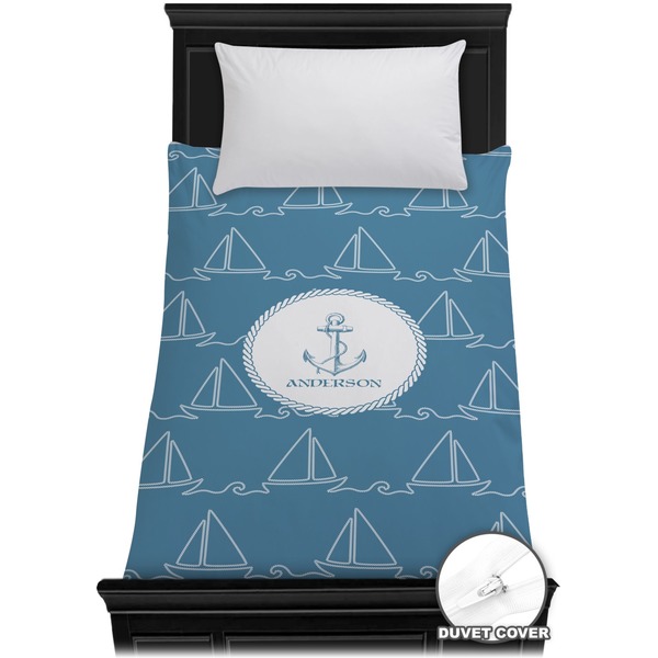 Custom Rope Sail Boats Duvet Cover - Twin (Personalized)