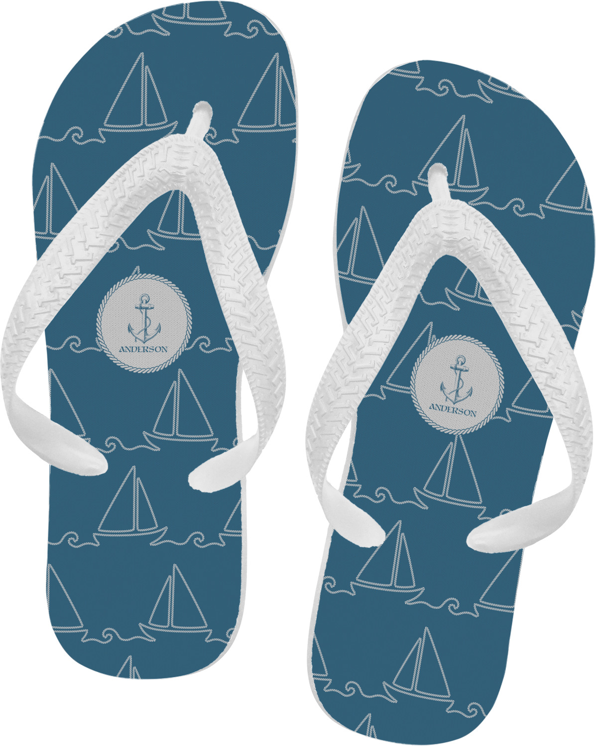 Custom Rope Sail Boats Flip Flops (Personalized) YouCustomizeIt