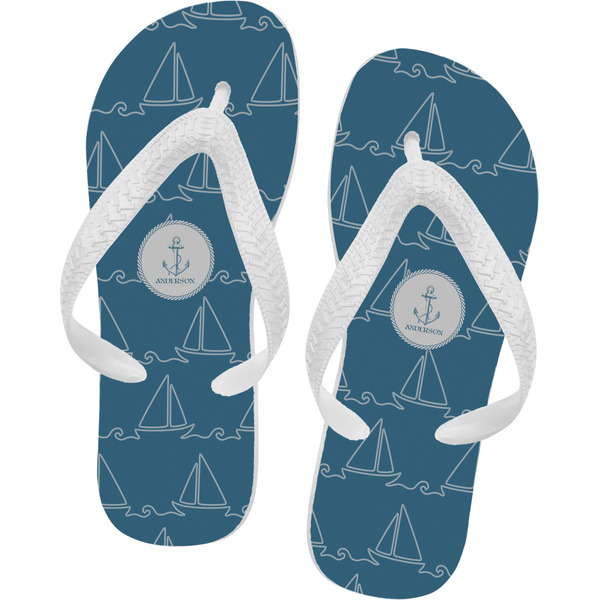 Custom Rope Sail Boats Flip Flops - XSmall (Personalized)