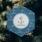 Rope Sail Boats Frosted Glass Ornament - Hexagon (Lifestyle)