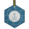 Rope Sail Boats Frosted Glass Ornament - Hexagon