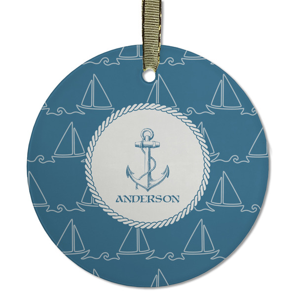 Rope Sail Boats Frosted Glass Ornament - Round