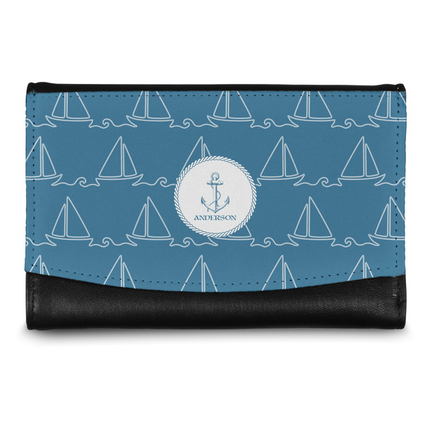 Custom Rope Sail Boats Genuine Leather Women's Wallet - Small (Personalized)