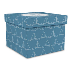 Rope Sail Boats Gift Box with Lid - Canvas Wrapped - Large (Personalized)