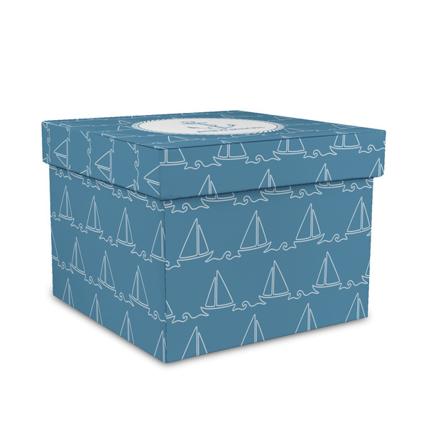 Custom Rope Sail Boats Gift Box with Lid - Canvas Wrapped - Medium (Personalized)