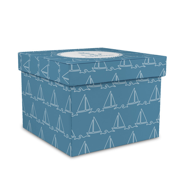 Custom Rope Sail Boats Gift Box with Lid - Canvas Wrapped - Medium (Personalized)