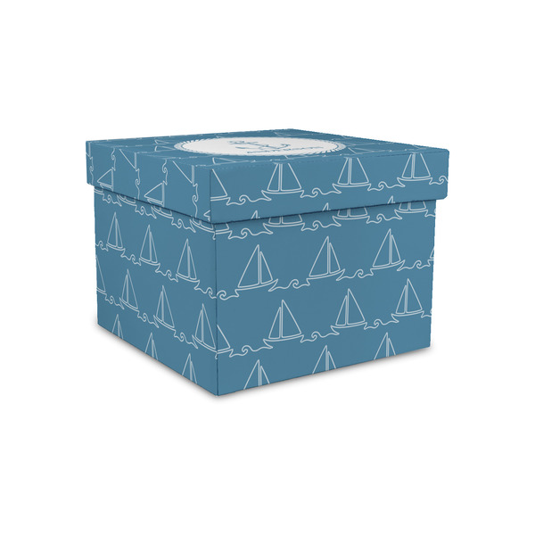 Custom Rope Sail Boats Gift Box with Lid - Canvas Wrapped - Small (Personalized)
