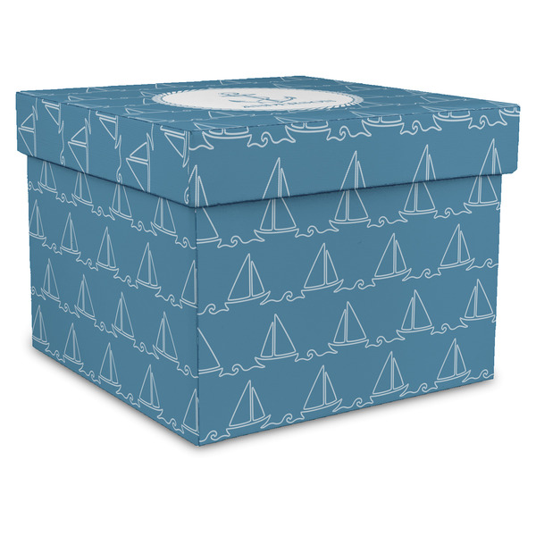Custom Rope Sail Boats Gift Box with Lid - Canvas Wrapped - X-Large (Personalized)