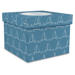 Rope Sail Boats Gift Box with Lid - Canvas Wrapped - XX-Large (Personalized)