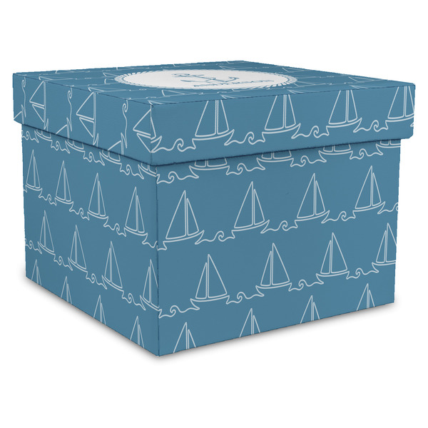 Custom Rope Sail Boats Gift Box with Lid - Canvas Wrapped - XX-Large (Personalized)