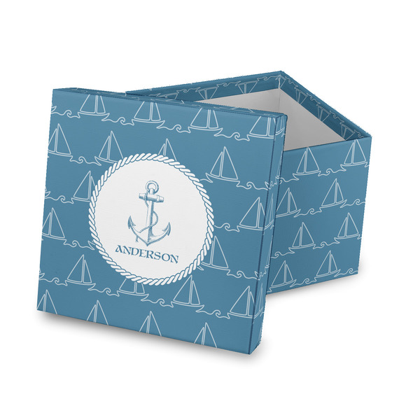 Custom Rope Sail Boats Gift Box with Lid - Canvas Wrapped (Personalized)