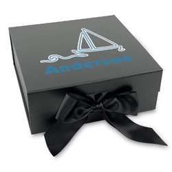 Rope Sail Boats Gift Box with Magnetic Lid - Black (Personalized)