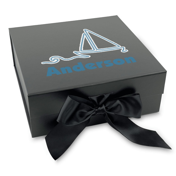 Custom Rope Sail Boats Gift Box with Magnetic Lid - Black (Personalized)