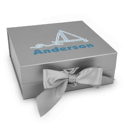 Rope Sail Boats Gift Box with Magnetic Lid - Silver (Personalized)