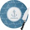 Rope Sail Boats Round Glass Cutting Board (Personalized)