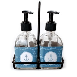 Rope Sail Boats Glass Soap & Lotion Bottle Set (Personalized)