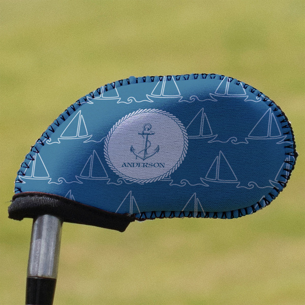 Custom Rope Sail Boats Golf Club Iron Cover - Single (Personalized)