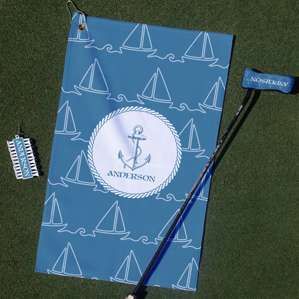 Custom Rope Sail Boats Golf Towel Gift Set (Personalized)