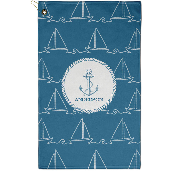 Custom Rope Sail Boats Golf Towel - Poly-Cotton Blend - Small w/ Name or Text