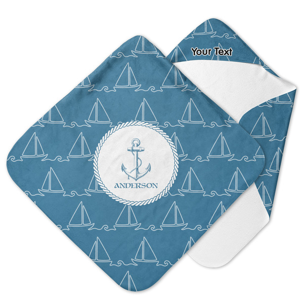 Custom Rope Sail Boats Hooded Baby Towel (Personalized)