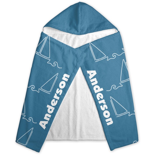Rope Sail Boats Hooded Towel - Folded