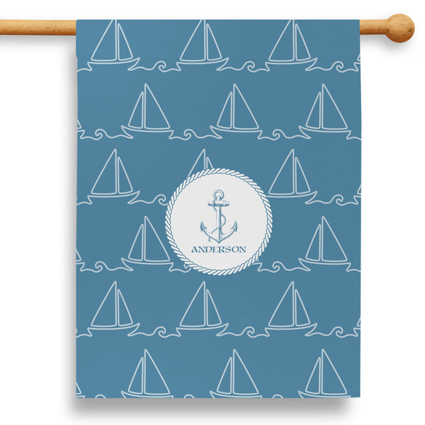 Custom Rope Sail Boats 28" House Flag (Personalized)