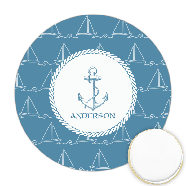 Custom Rope Sail Boats Printed Cookie Topper - Round (Personalized)