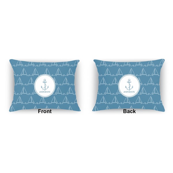 Rope Sail Boats  Indoor Rectangular Burlap Pillow (Front and Back)