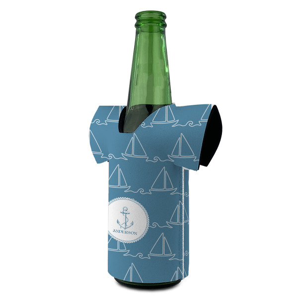 Rope Sail Boats Jersey Bottle Cooler - ANGLE (on bottle)