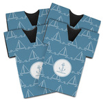 Rope Sail Boats Jersey Bottle Cooler - Set of 4 (Personalized)