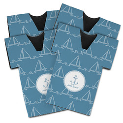 Rope Sail Boats Jersey Bottle Cooler - Set of 4 (Personalized)