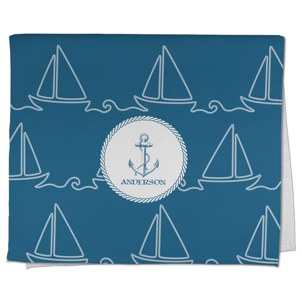 Custom Rope Sail Boats Kitchen Towel - Poly Cotton w/ Name or Text