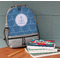 Rope Sail Boats Large Backpack - Gray - On Desk