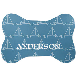Rope Sail Boats Bone Shaped Dog Food Mat (Large) (Personalized)