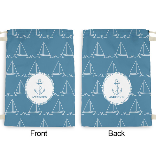 Rope Sail Boats Large Laundry Bag - Front & Back View