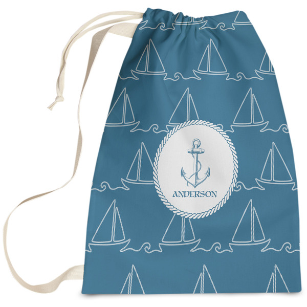 Custom Rope Sail Boats Laundry Bag - Large (Personalized)