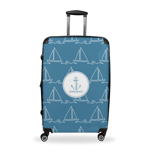Custom Rope Sail Boats Suitcase - 28" Large - Checked w/ Name or Text