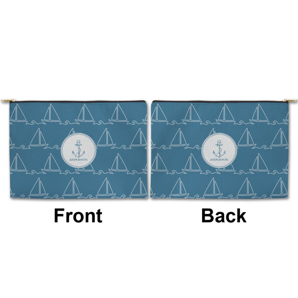 Rope Sail Boats Large Zipper Pouch Approval (Front and Back)