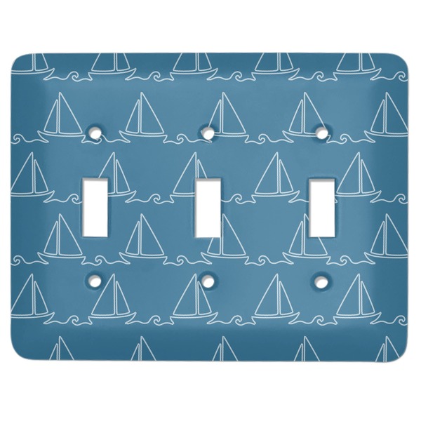 Custom Rope Sail Boats Light Switch Cover (3 Toggle Plate)